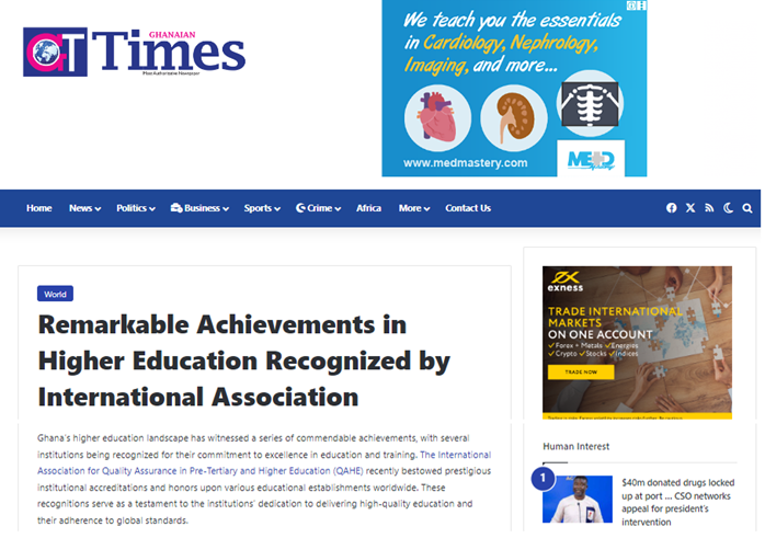 QAHE Proudly Featured on Ghanaian Times for Remarkable Achievements in Higher Education
